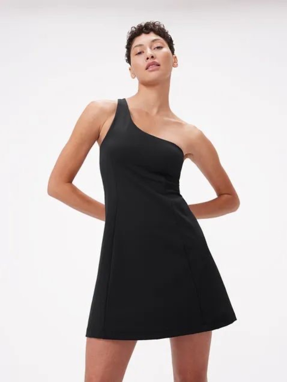 Outdoor Voices One Shoulder Dress in Black